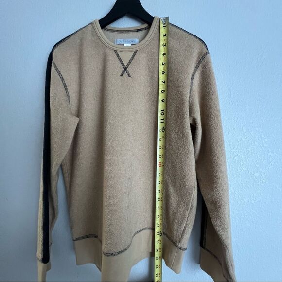 OUTERKNOWN Mens Fuzzy Crewneck Sweatshirt Size M Tan - Picture 6 of 8